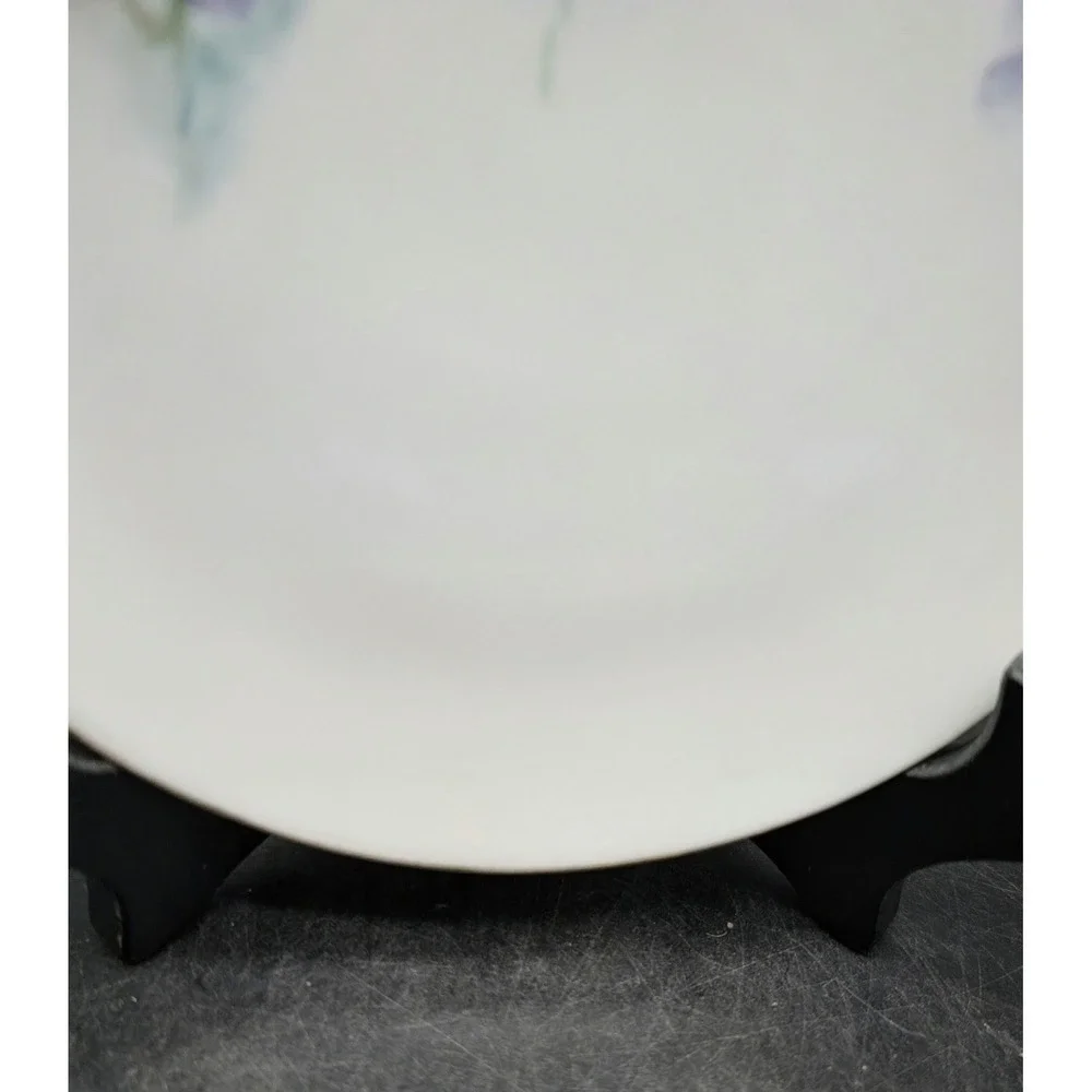 Hand Painted Porcelain Floral Plate Purple Violets Gold Rim Decorative 6 inch‎